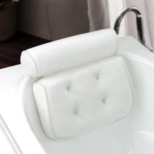 Bath Waterproof Neck Back Support Breathable 3D Mesh Spa Bath Pillow with Suction Cups Spa Pillow Foam Soft Bathroom Accessories