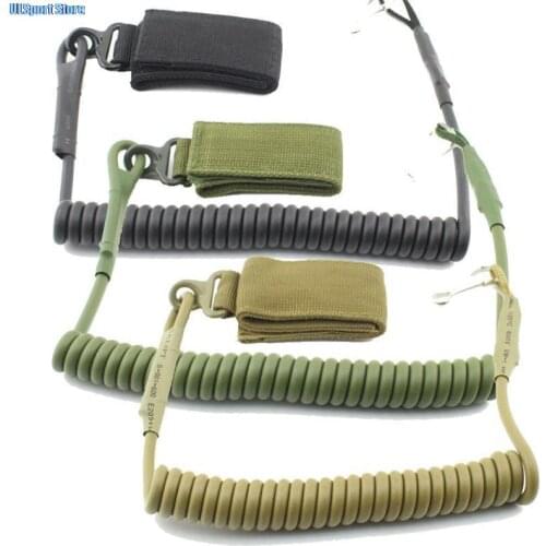 Molle Airsoft Coil Sling Military Elastic Spring Rope Belt Backpack Lanyard Strap Bag Hand Shooting Hunt Pistol Tool Drop
