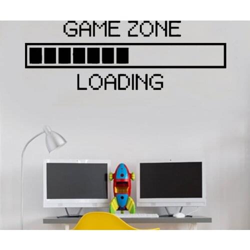 WJWY Game Room Home Decor Computer Video Game Zone Loading Decal Wall Quote Mural Gamer Sign Vinyl Wall Sticker Playroom Decor