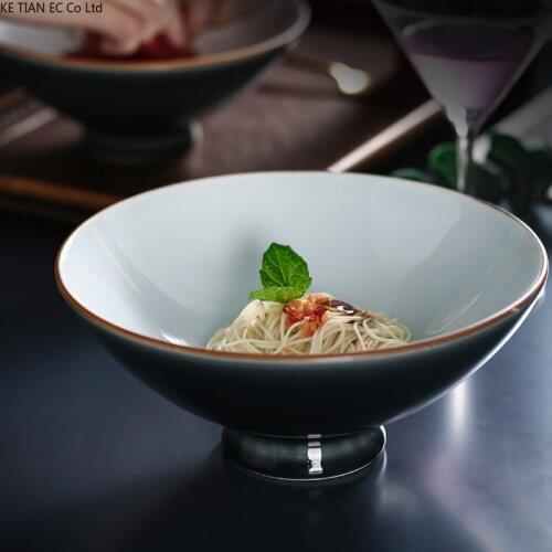 Japanese Ceramic Noodle Soup Bowl Large Capacity Rice Bowl Home Large Hat Ramen Salad Bowl Restaurant Tableware Kitchen Supplies