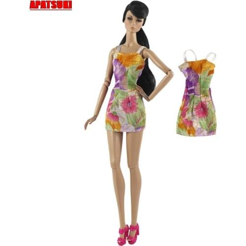 1/6 BJD Doll Ladies Floral Dress Outfits Clothing Short Dress for Barbie Dolls Clothes Party Dress Accessories Doll Kid Toy Girl
