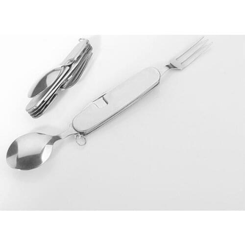 1PC 4 in 1 Outdoor Camping Equipment Folding Cutlery Stainless Steel Cookware Foldable Knife Fork Spoon Bottle Opener KX 235