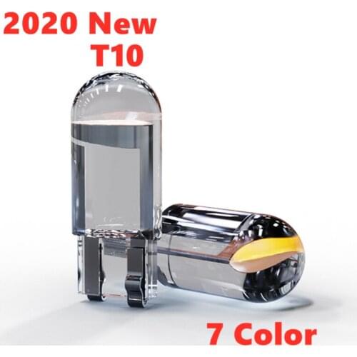 1Pcs Glass shell high bright original COB T10 W5W 194 168 LED Car Bulb Green Red Blue Amber License Plate Lamp Dome Light 12V DC