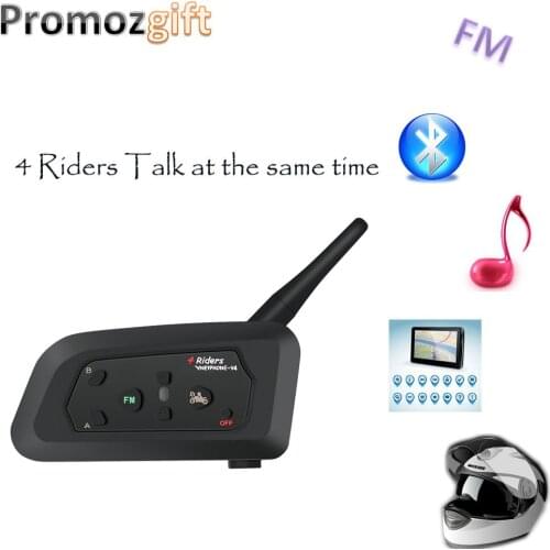 1PC V4 1200M 4 Riders Helmet Intercom Motorcycle Bluetooth Headset Walkie Talkie Helmet Intercomunicador BT Interphone