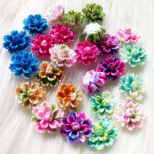 300pcs Layered Daisy Flower Resin Flowers Flatback Cabochon Scrapbooking DIY Phone Decoration 12mm Tie-Dye flower