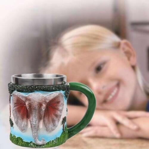 3D Elephant cup Stainless Steel Resin Mug Child Gift Goblet Game Tankard Coffee Cup Glass Mugs BEST GOT Gift