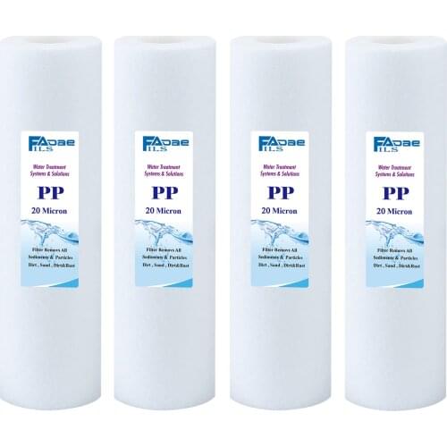 4 PACK OF 20 Micron Melt Blown Polypropylene Filter Cartridge 2.5-Inch Dia. X 10-Inch Long - Universal Type