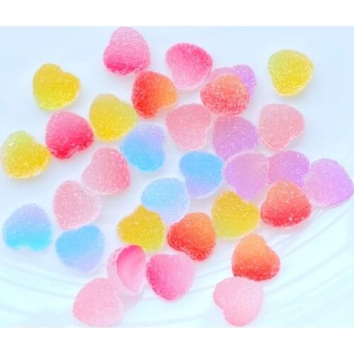 50Pcs Resin Cute Mini Imitation 10mm Heart-Shaped Fudge Flatback Scrapbook Kawaii DIY Embellishments Accessories L79