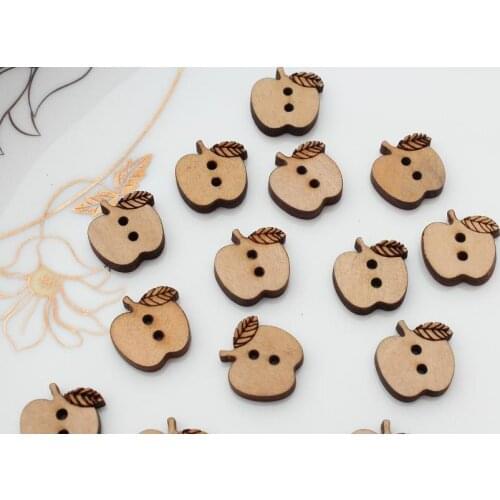 500pcs 17mm coffee Wooden Apple Buttons flowers ornament for jewelry, scrapbooking, bags, crafts