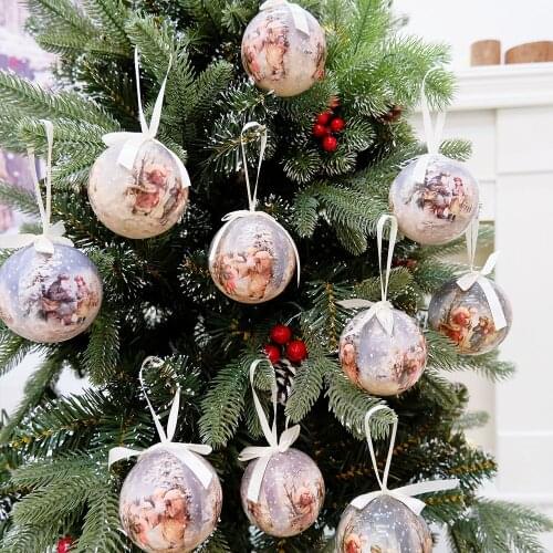 6 Pcs 80mm Christmas Tree Foam Big Balls Set Pendants Decoration Bauble Home House Xmas Ornaments New Year 2022 Navidad Decor