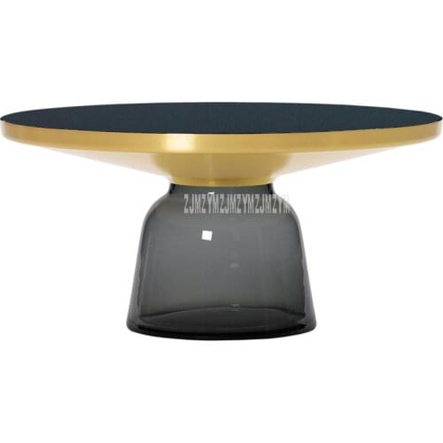 75cm Nordic Luxury Glass Tea Table Creativity Translucent Glass Bottle Leg Design Living Room Modern Round Tea Coffee Table L
