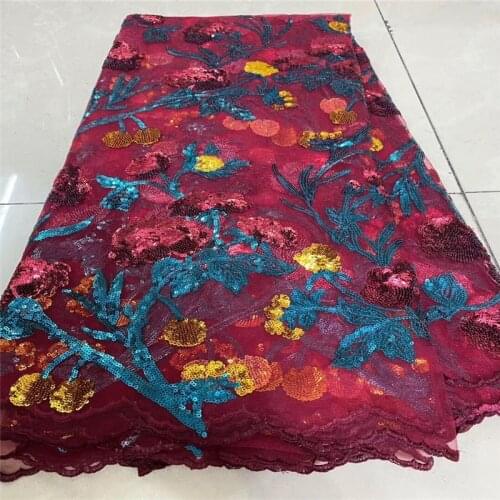 2020 African Net Lace Fabric, High Quality Elegant White Sequins Nigerian Wedding Lace Fabrics 5Yards Sequins French Tulle lace