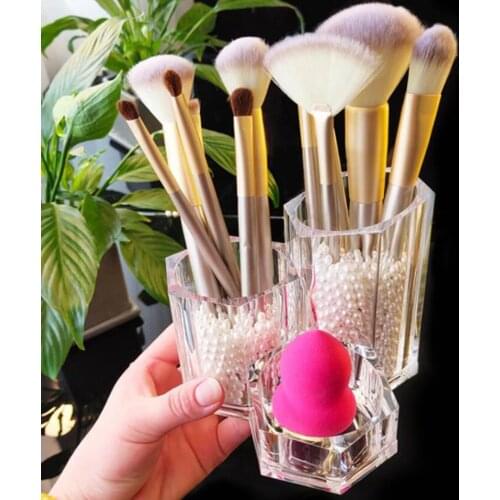 Acrylic Makeup Brush Holder Makeup Organizer Cosmetic Brush Storage Box Holder Lipstick Pencil Mascara Container Transparent cas