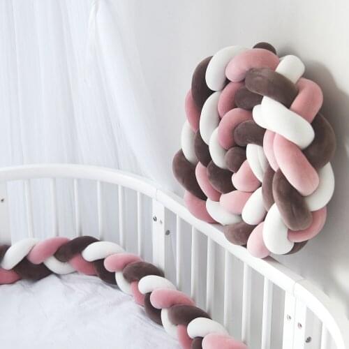 Newborn Bumper Crib Bed Cushion Baby Bed Bumper Pure Weaving Plush Knot Crib Bumper Kids Bed Baby Cot Protector Baby Room Decor