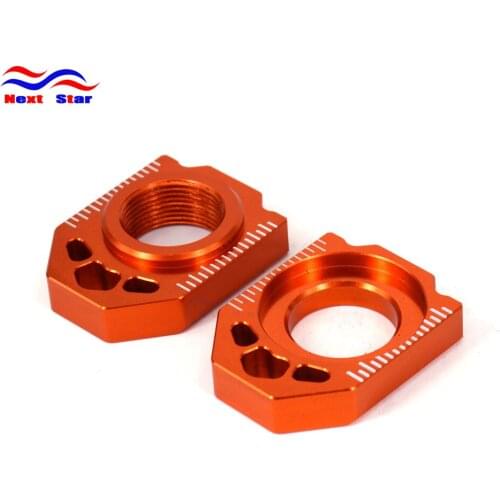 Orange CNC Rear Chain Adjuster Axle Block For KTM SX SXF XC XCF 125 200 250 300 350 450 500 530 2013 2014 2015 2016