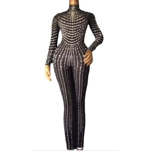 Custom Female Singer Female DJDS Full Of Pearls Sexy Tight Bodysuit Bar Singer Hosting Performance Party To Celebrate Birthday