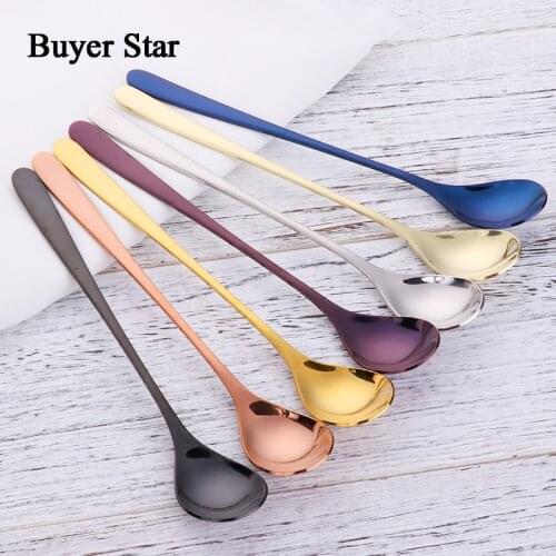 Buyer Star Long Handle Tea Spoon Coffee Spoon Mirror Polished Ice Cream Spoon Stainless Steel 18/10 Cocktail Stirring Spoons