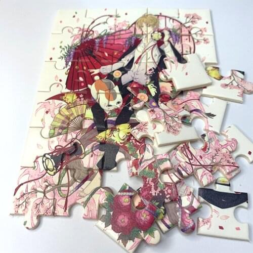 Natsumes Book of Friends Wooden Puzzle 35 Pieces Tube Jigsaw for Adults Puzzles Toys interesting kids Gifts with Photo Frame