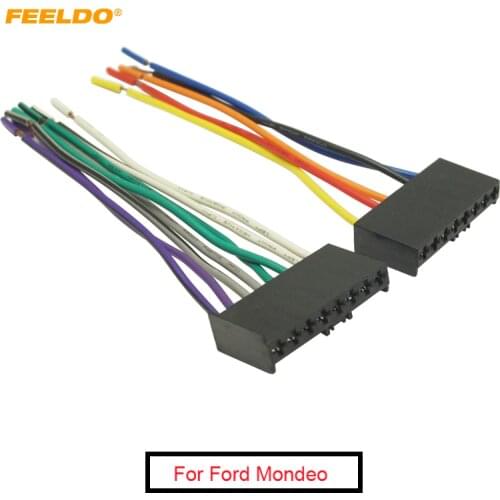 FEELDO 1Pair Car CD/DVD Audio Stereo Wiring Harness Adapter Plug for Ford Mondeo Mustang Radio Wire Cable #FD3447