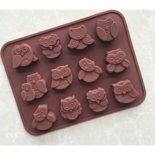 Cake Mold Soap Mold 12-Owl Flexible Silicone Mould For Candy Chocolate, Random Color MF95