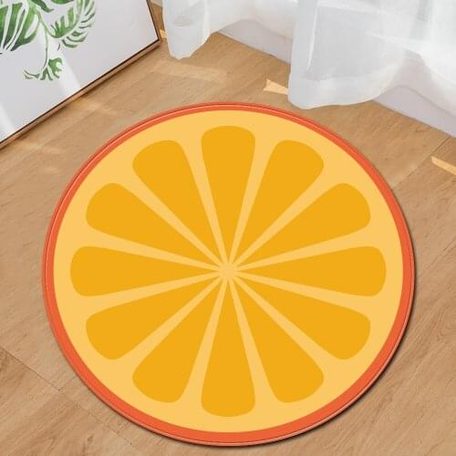 Rug Ins Simulation Printing Anti-Slip Mats Childrens Room Fashion Fruit Round Flannel Bathroom Kitchen Carpet 60cm Home Decor