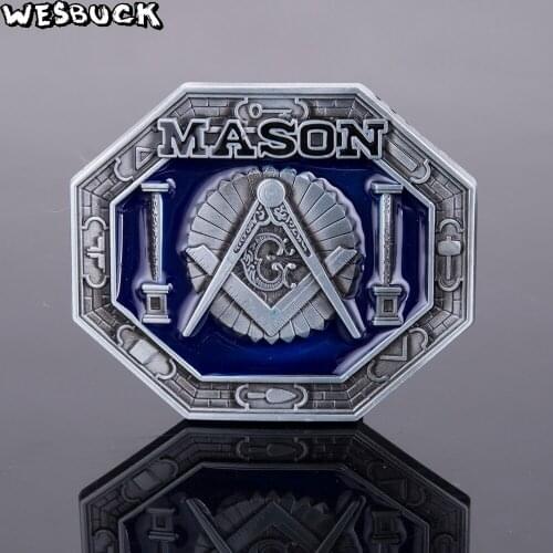 WesBuck Brand Mason Belt Buckles Metal for Man Women Tools Trangle Blue West Buckles Men Metal Cowboy Fashion
