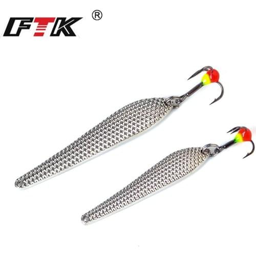 FTK Metal Wobblers Gold Silver Winter Jig Fishing Lure For Bass 7/12g Hard Artificial Bait Spoon Ice Fishing Accessories