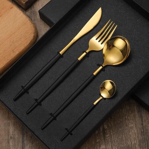 Knife and Fork Spoon Four-piece Set Coffee Spoon Gift Set Cutlery Dinner Set Dinnerware Set Plates Tableware Set