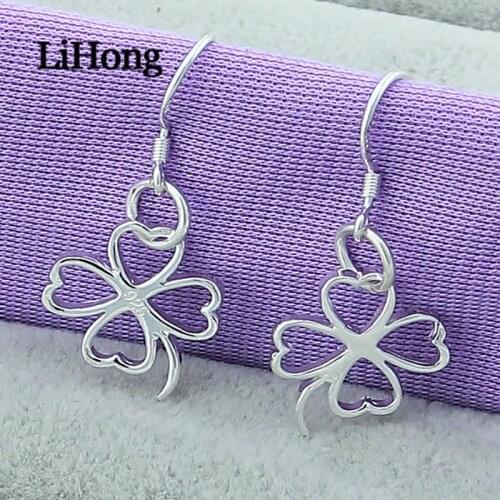 New 925 Silver Earrings Fashion Cute Four Leaf Clover Earrings 925 Sterling Silver Earrings For Women Charm Jewelry Gifts