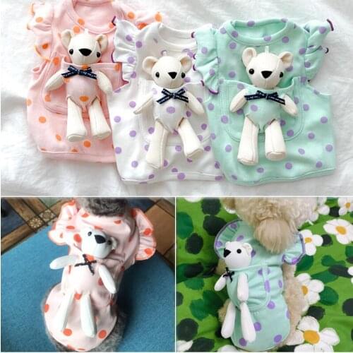 Dog Clothes Cute Dots Cat Shirt Puppy Vest Cartoon Summer Small Dogs Costumes Corgi Bichon Yorkshire Poodle Schnauzer Clothing S