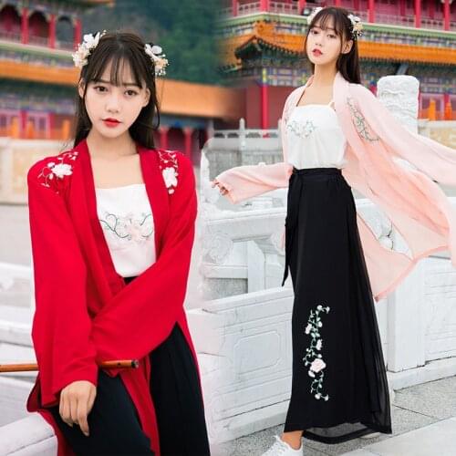 Wear womens clothing embroidery loose culottes female cardigan song that wipe a bosom and pants hanfu three-piece suit