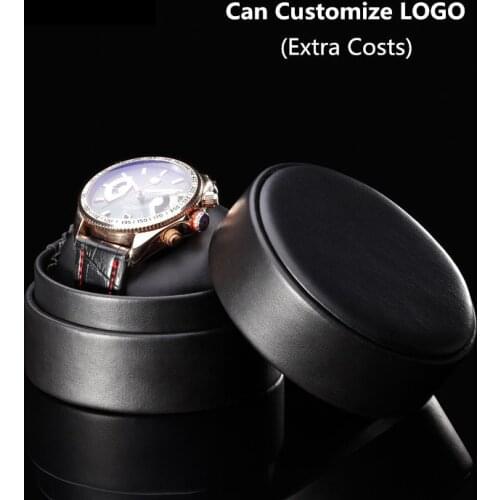 Wholesal Black Leather Watch Storage Boxes Case Single Watch Storage Case New Brand Roll Watch Gift Box Can Customize LOGO