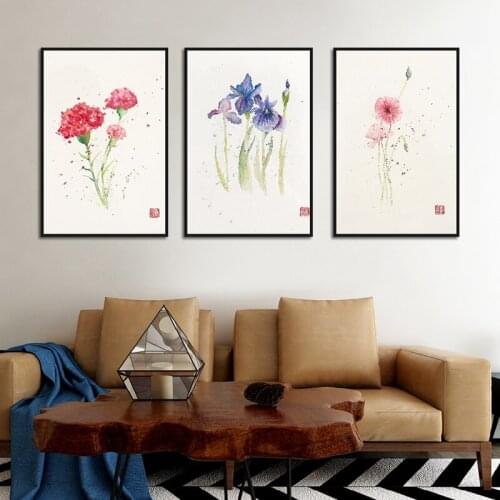 Poster Aesthetic Printing Canvas Painting Small Fresh Watercolor Decoration Frameless Painting Flower Art Wall Room Decoration