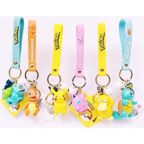 Genuine Pokemon figurine Pikachu Squirtle Psyduck Keychain Action figure Model Pokemon Keychain Car Keychain Child gift