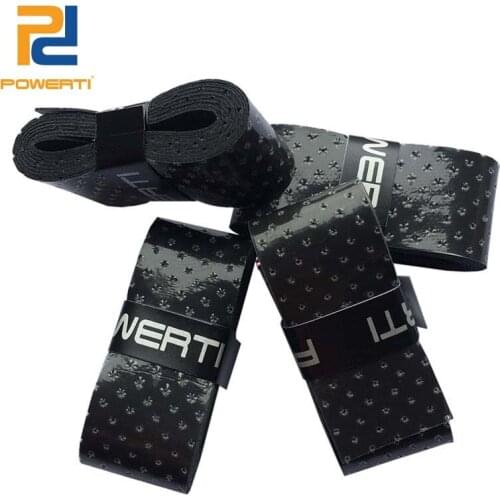 POWERTI 15pcs/lot 0.7mm Stick Perforated Sweatband Overgrip Tennis Racket PU Overgrip Viscosity Breathable Grip for Badminton