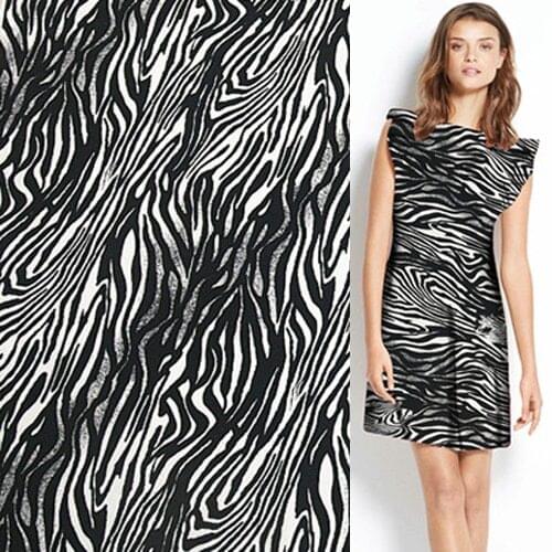 Positioning Black white striped print 100% silk Crepe DE chine fabric 16momme 135cm width by yard,SCDC338
