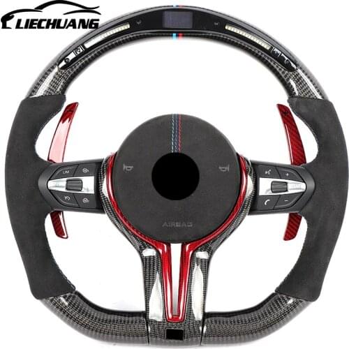 Custom Alcantar LED Carbon Fiber Steering Wheel for Bm W M5 M6 F11 F12 F10 F18 Racing Wheel Convertible
