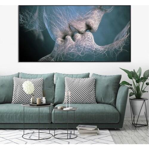 Nordic Canvas Painting Abstract Oil Painting On Canvas Love Kiss Poster Wall Art Room Decoration Picture For Home Pictures