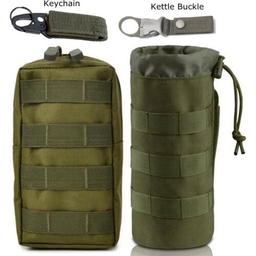 Sports Water Bottles Pouch Bag Tactical Drawstring Molle Water Bottle Holder Hunting Pouches Travel Mesh Tool Bag Keychain