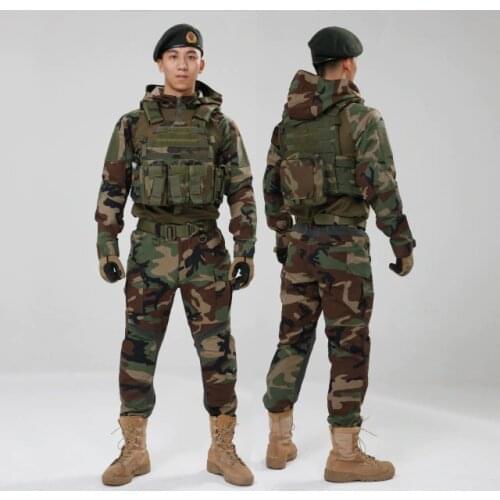 Hooded Tactical Camouflage Clothes Suit Army Fans CS Field Combat Training Uniform Outdoor Airsoft Shooting Military Shirt Pants