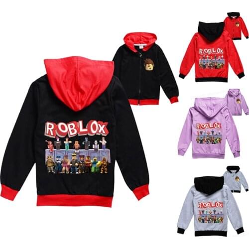 Robloxs Hoodie Coat Unisex Boy Girl Thin Shirt Sweatshirts Cartoon Zipper Sweatshirt Hooded Jacket Autumn Pullovers Tops Gift