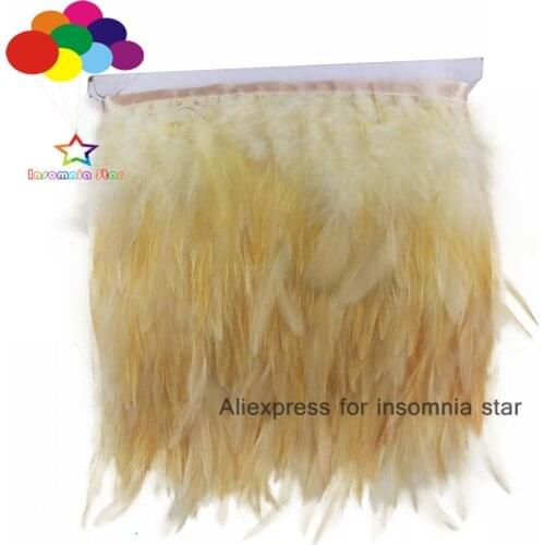 Top 1/10meter cream Rooster Tail Feathers 8-12cm wide cock Cloth Sideband for Clothing Wedding Party trims DIY Scarf