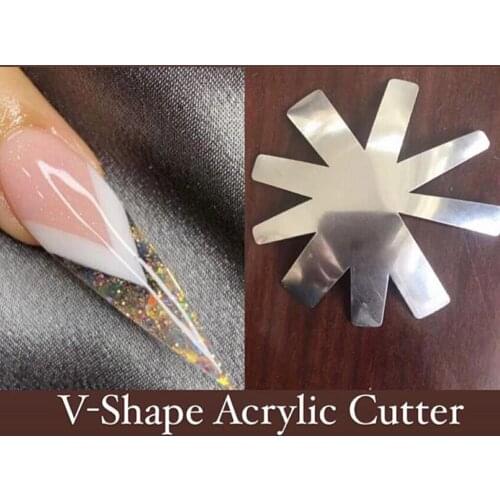 Pro 9 Sizes Easy French Cut V-shape Tips Manicure Edge Trimmer Nail Cutter Acrylic White French Nails Stainless Steel