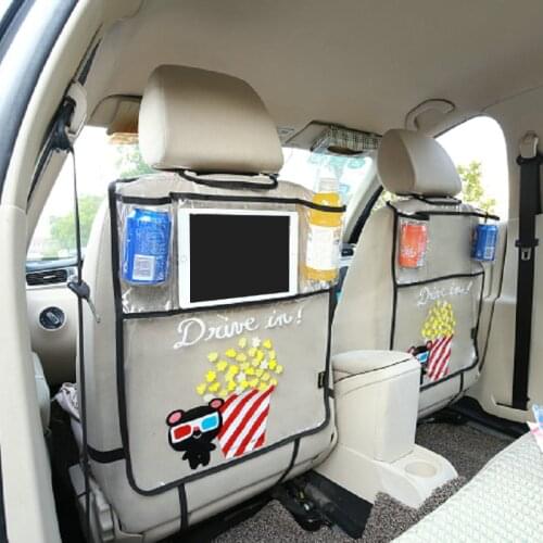 Thicken Environmental PVC Cover Car Back Seat Protector Kicking Mat For Kids Child Seats - With Organizer For Ipad and Drink