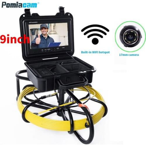 WP9600B Bracket type 17MM 9inch Monitor Sewer Pipe Inspection Video Camera with WIFI , 4500mAh battery yellow cable