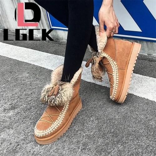 Plus Size 34-43 Genuine Leather Winter Boots Women Shoes Casual Women Boots Women Lace Up Ankle Boots Shoes Woman Botas Mujer