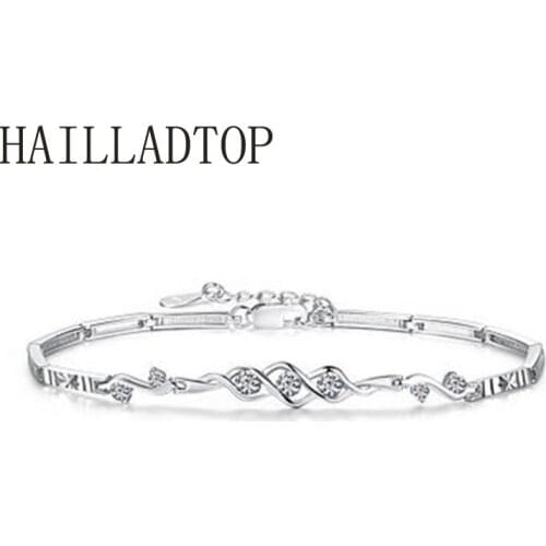 Angel Lover Silver Bracelet Fashion Lovely Heart-shaped Princess Purple Clear Crystal Semi-precious Stone Fine Jewelry Wholesale