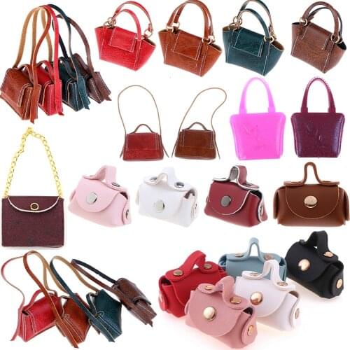 1pc Shoulder Bag Fashion Purse Cloth Handbag Clothes Dress Dollhouse Accessories for Doll House Girl Toys Leather Plastic