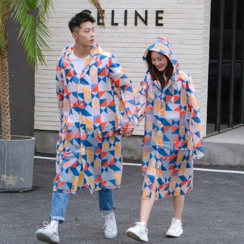 1pcs Colorful Printing Fashion Couple Rainwear Men Women Outdoor Rain Cover Covered Travel Waterproof Raincoat