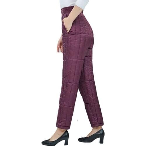 2019 winter cotton pants women Straight trousers Plus size 5XL Thicken warm High waist pants female Down cotton pants H588